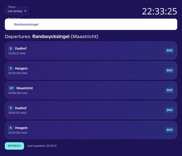 Screenshot of "Not Arriva" theme