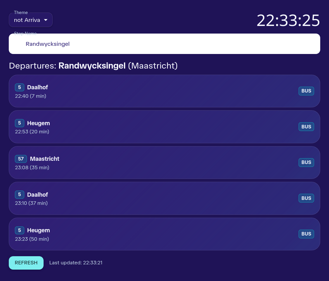 Screenshot of "Not Arriva" theme