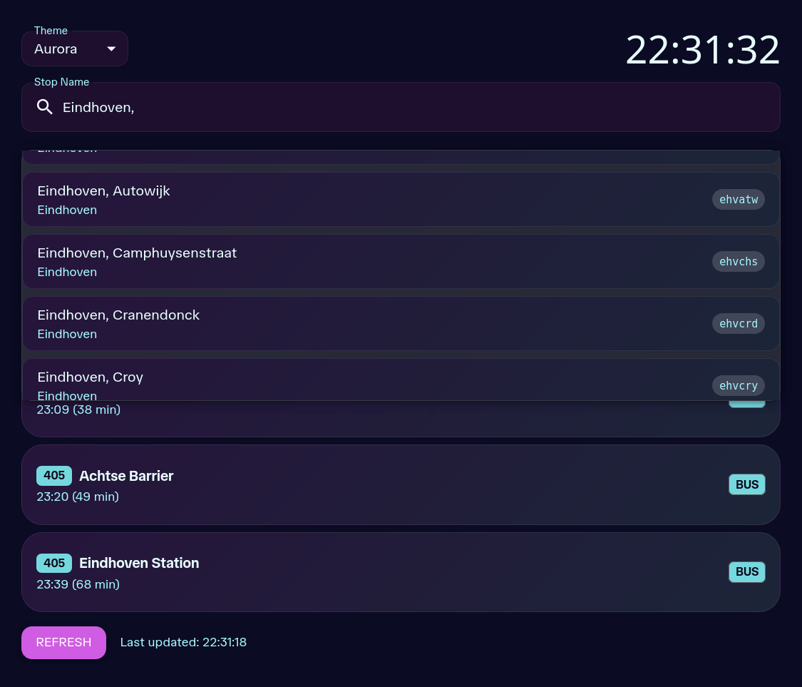 Screenshot with Aurora theme and opened search
